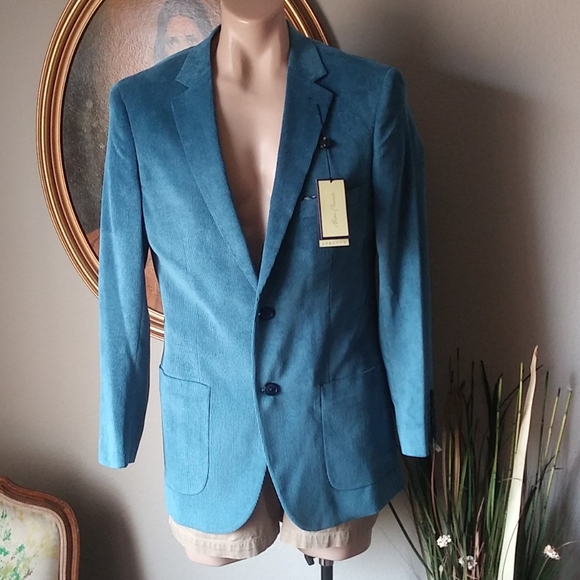 NWT Alan Flusser Teal Corderoy Sports Jacket. M